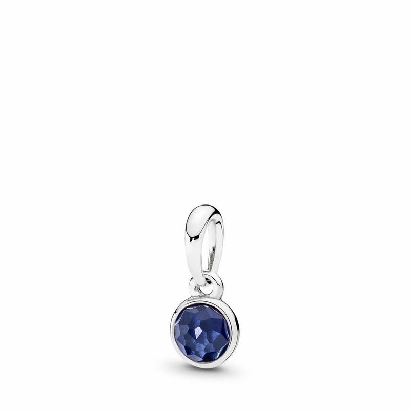 Pandora September Droplet Pendant Ireland - Sterling Silver/Blue/Synthetic Sapphire - 240135PJV